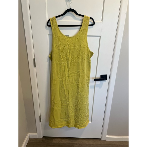 Vintage Froxx Lime Green y2k 90s USA Floral Embroidered Maxi Dress Size L - Picture 8 of 10